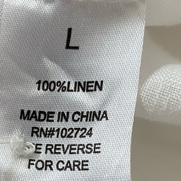 100% Linen by Hester & Orchard White Oversized Cap Sleeve Size Large - Picture 5 of 15